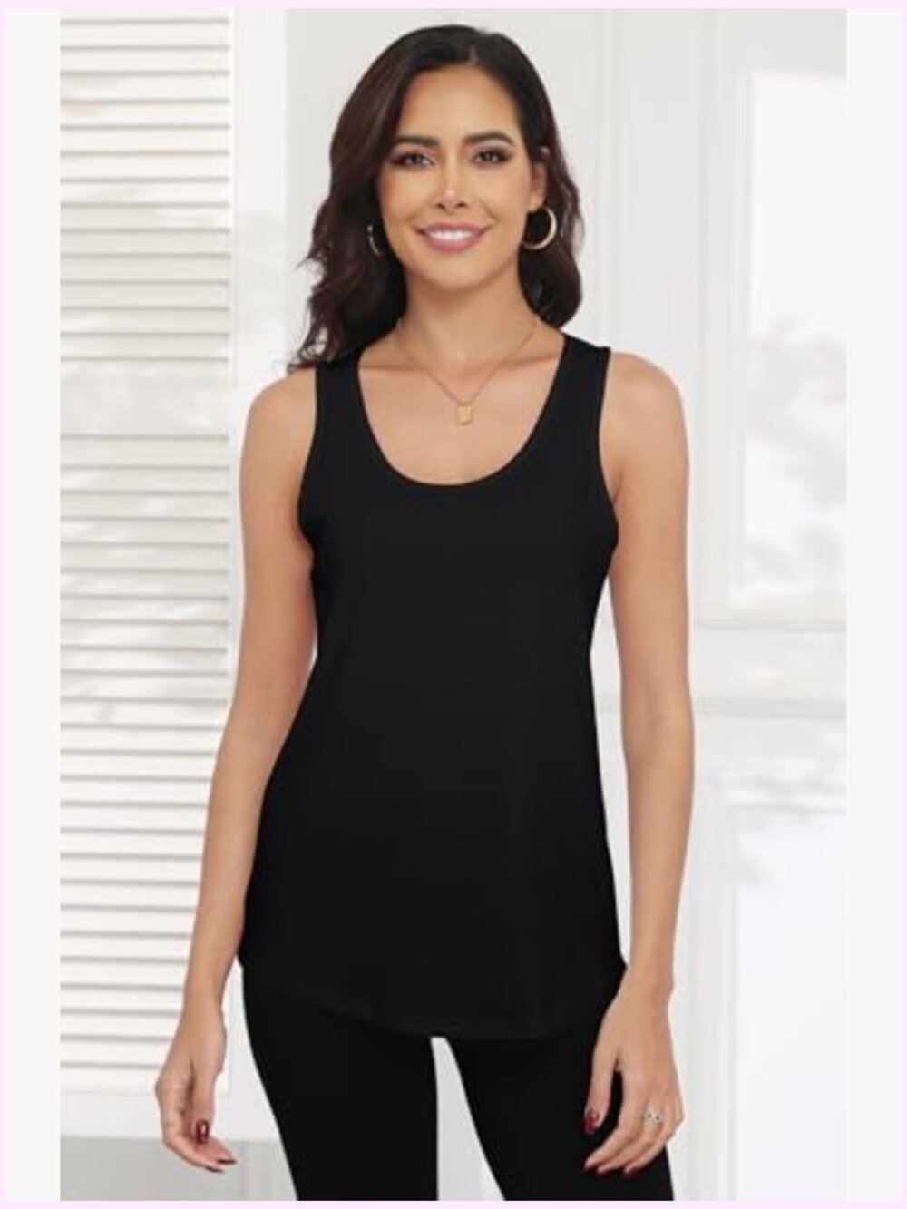 Scoop Neck Flowy Loose Fit Tank Top Sleeveless Summer Tops - Picture 3 of 7